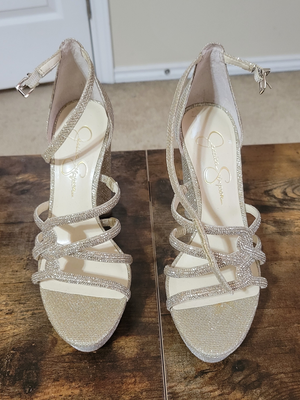 Jessica Simpson Gold Strappy Evening Sandals